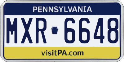 PA license plate MXR6648
