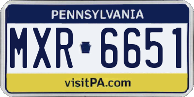 PA license plate MXR6651