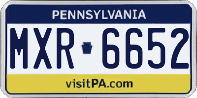 PA license plate MXR6652