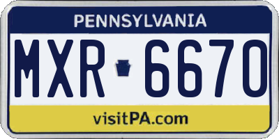 PA license plate MXR6670