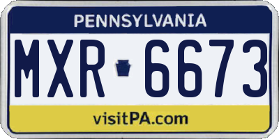 PA license plate MXR6673
