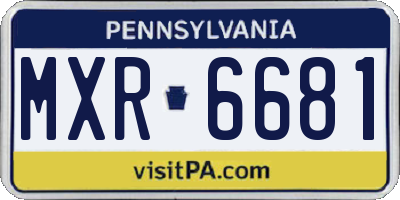 PA license plate MXR6681