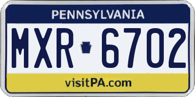 PA license plate MXR6702