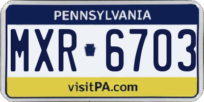 PA license plate MXR6703