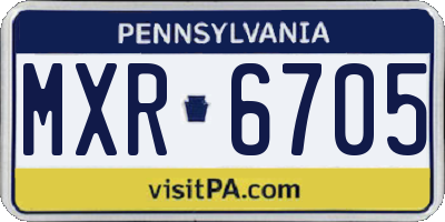 PA license plate MXR6705