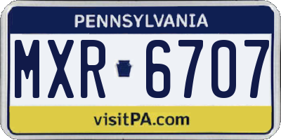 PA license plate MXR6707