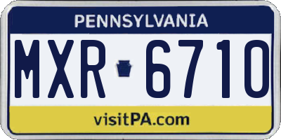 PA license plate MXR6710