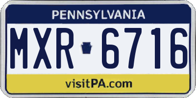 PA license plate MXR6716
