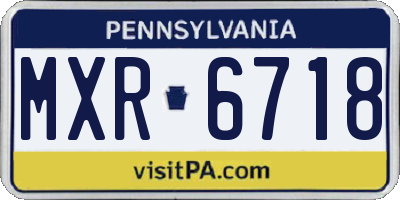 PA license plate MXR6718