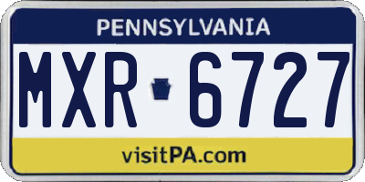 PA license plate MXR6727