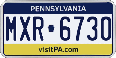 PA license plate MXR6730