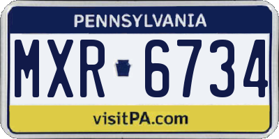 PA license plate MXR6734