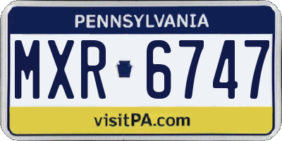 PA license plate MXR6747