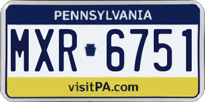 PA license plate MXR6751