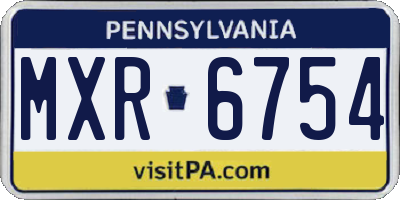 PA license plate MXR6754