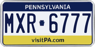 PA license plate MXR6777