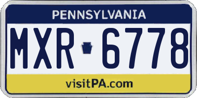 PA license plate MXR6778