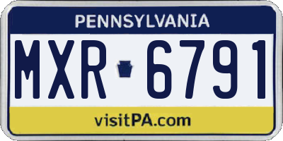 PA license plate MXR6791