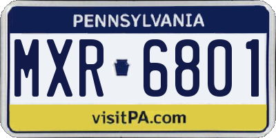 PA license plate MXR6801