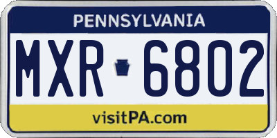 PA license plate MXR6802