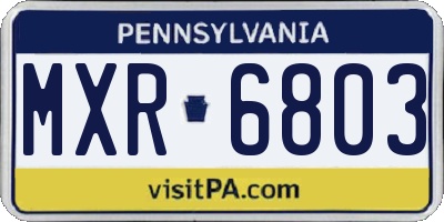 PA license plate MXR6803