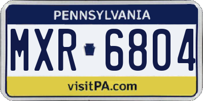 PA license plate MXR6804