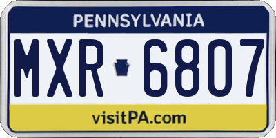 PA license plate MXR6807