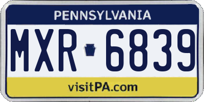 PA license plate MXR6839