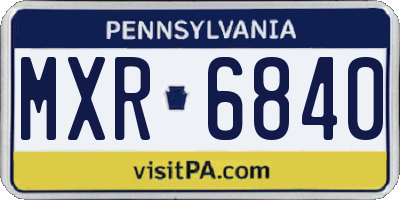 PA license plate MXR6840