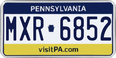 PA license plate MXR6852