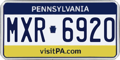 PA license plate MXR6920