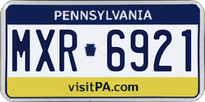 PA license plate MXR6921