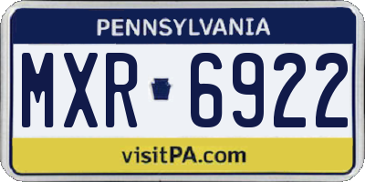 PA license plate MXR6922