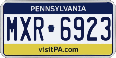 PA license plate MXR6923