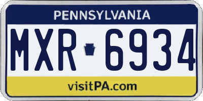 PA license plate MXR6934