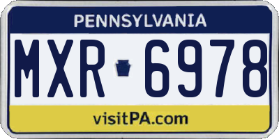 PA license plate MXR6978