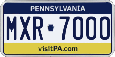 PA license plate MXR7000