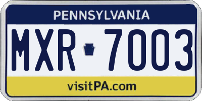 PA license plate MXR7003