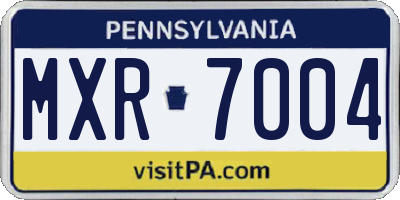 PA license plate MXR7004