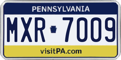 PA license plate MXR7009