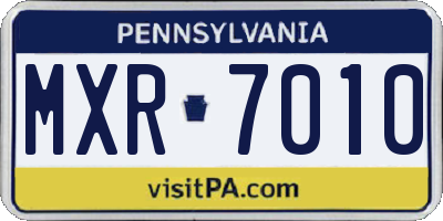 PA license plate MXR7010