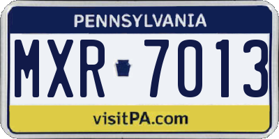 PA license plate MXR7013