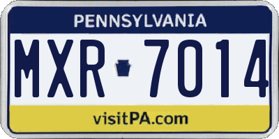 PA license plate MXR7014