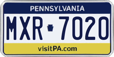 PA license plate MXR7020