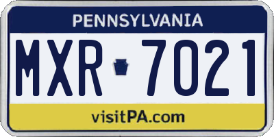 PA license plate MXR7021