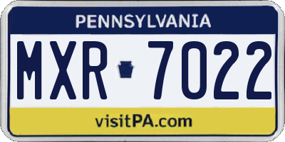 PA license plate MXR7022