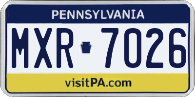 PA license plate MXR7026