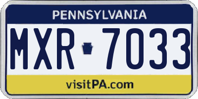 PA license plate MXR7033