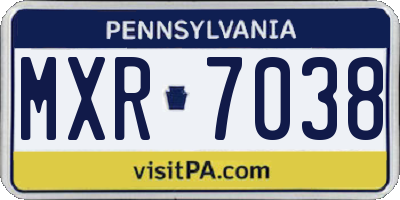 PA license plate MXR7038