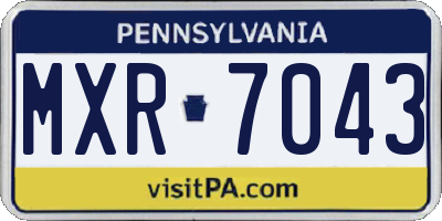 PA license plate MXR7043